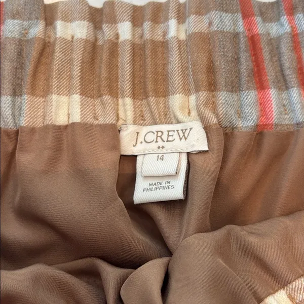 J. Crew Wool Mini Skirt in Orange, Tan, and Gray Plaid - Image 2