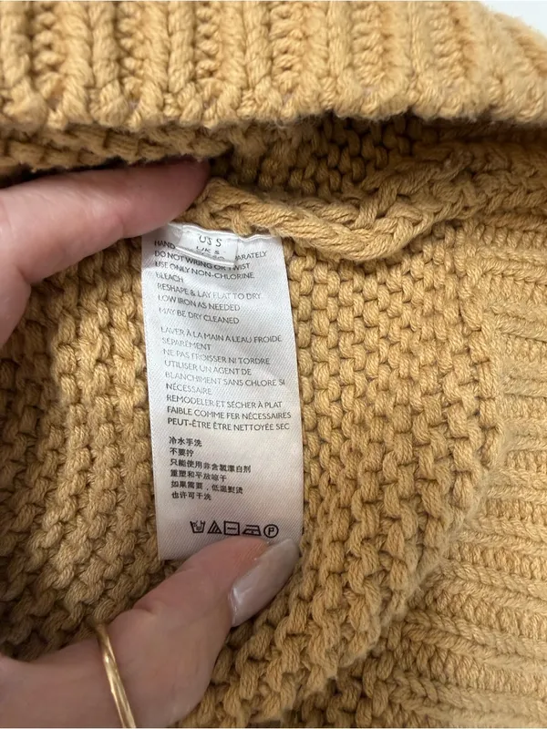 Free People Cable-Knit Scoop Sweater in Camel Brown Size Small - Image 5