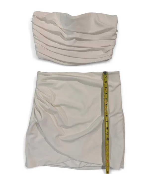 Zara Two Piece White Strapless Set Bottom Large Top Medium - Image 7