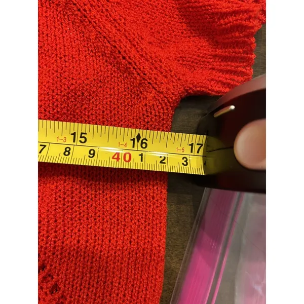 Fever Red Knitted Short Sleeve Top Sweater Size Medium Game Day USA Holiday - Image 5