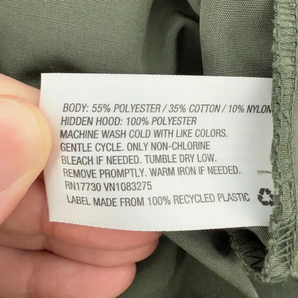 A‎ New Day Anorak Full Zip Utility Jacket Army Green Women S Hidden Hood Pockets - Image 7