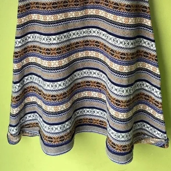 Free People Mini Sweater Dress Gray Fair Isle Nordic Tunic Wool Blend Sz Medium - Image 5