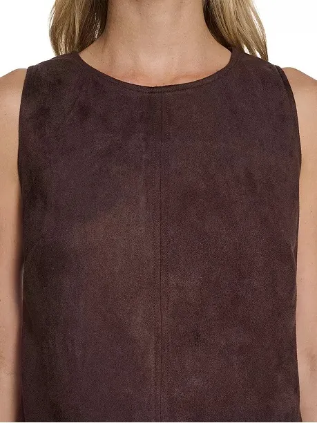 Calvin Klein Crewneck Two-Tone Brown Shift Short Dress, Size 2, NWT - Image 4