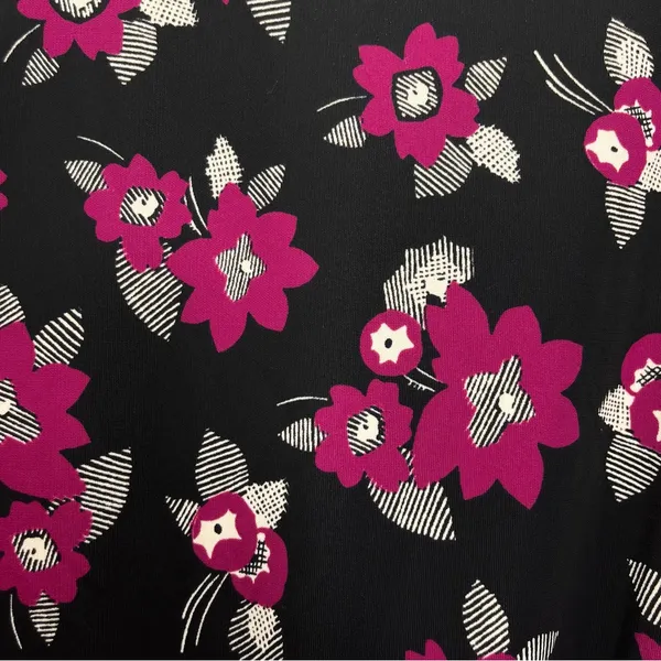 NWT Ralph Lauren Purple Black‎ Floral Tie Waist 3/4 Sleeve Stretch Dress Size 1X - Image 5