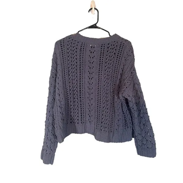 Altar’d State Blue Loose Knit Pullover Sweater Long Sleeve Casual Women Size Sm - Image 2