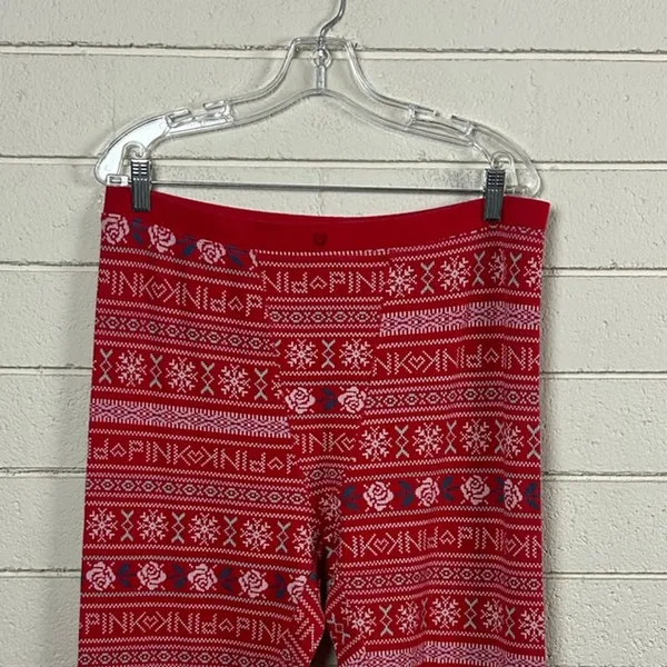 PINK Victoria’s Secret Red Snowflake Pajama Pants size XL - Image 5