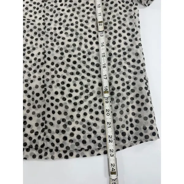 Madewell Womens XS Polka Dot Metallic Sheer Short Sleeve Blouse Cream Black - Image 4