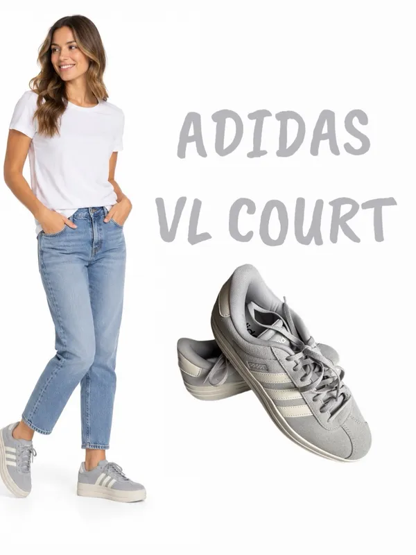 ADIDAS VL Court Bold Gray Suede Platform Sneakers Women’s Size 11 - Image 2