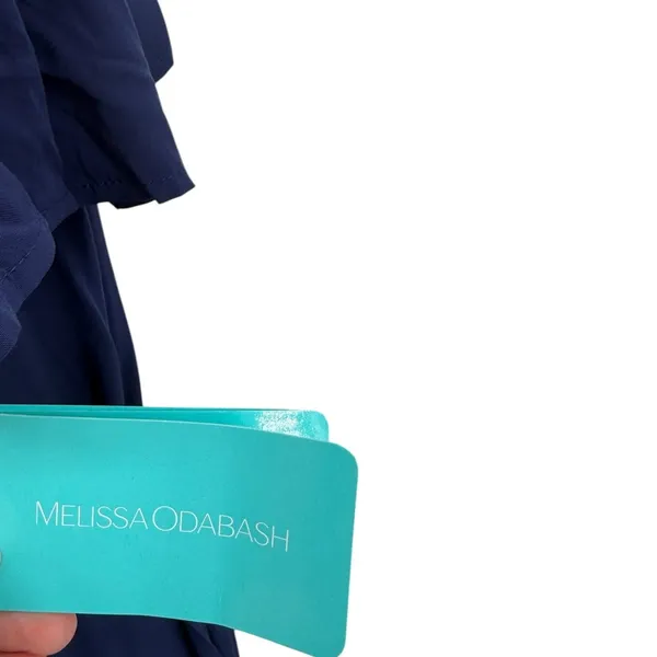 Melissa Odabash Kyla Ruffle‎ Button Front Belted Maxi Dress Navy NWT Size Medium - Image 11