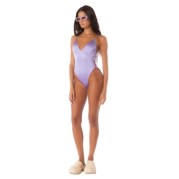 Maaji Lavander Wisteria Mae Reversible One-Piece Swimsuit Size Small - Image 12