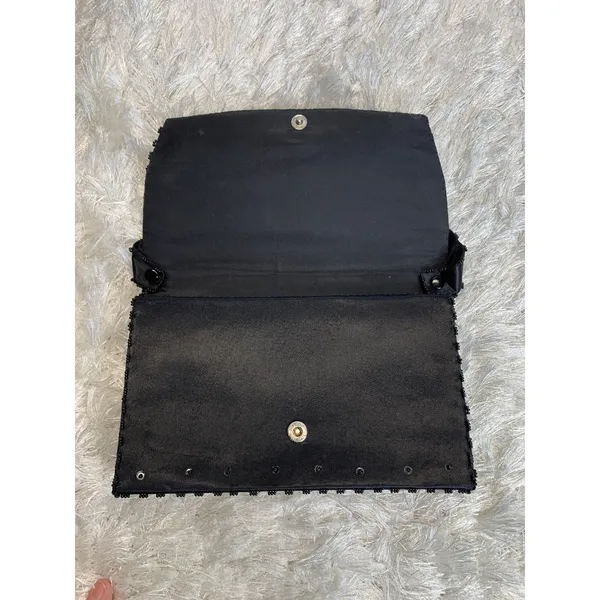 Black Formed Beaded formal evening Bag Removeable Strap - Image 4