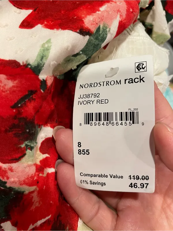 Cute Red floral puff sleeve smock back NWT Julia Jordan dress festive fiesta - Image 2