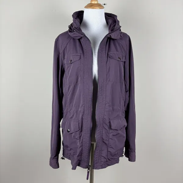 Eddie Bauer Travex Utility Windbreaker‎ Jacket Womens Medium Purple Full Zip M - Image 8