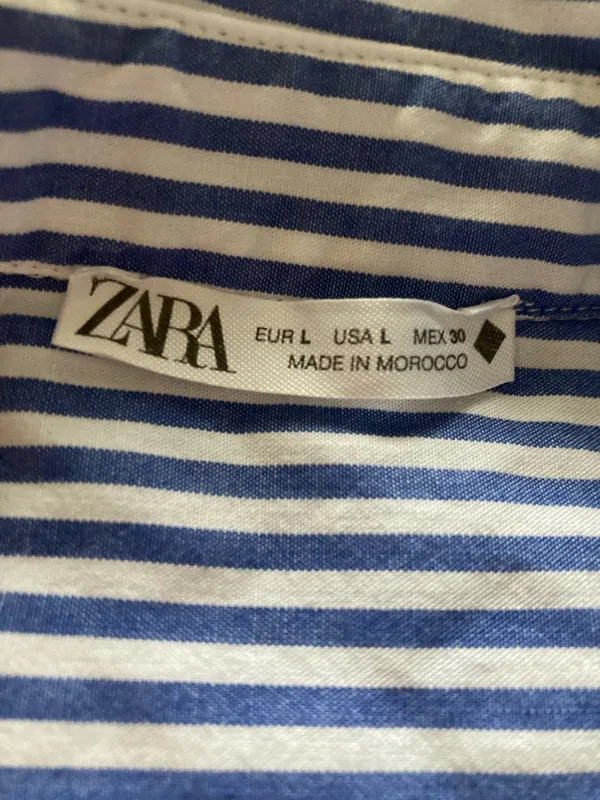 ZARA Striped Button Down Shirt Blue White Oversized - Image 3