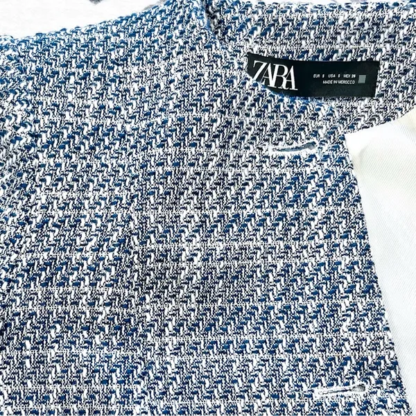 ZARA Long Structured Tweed Button Down Blazer Coat Small - Image 14