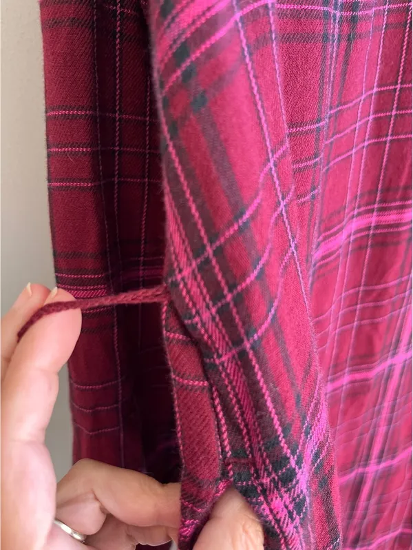 GAP Burgundy Plaid Flannel Long-Sleeve Shirt Dress Size M Fall - Image 8