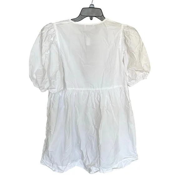 Ganni 100% Cotton White Poplin Mini Dress Size 36 Small - Image 4