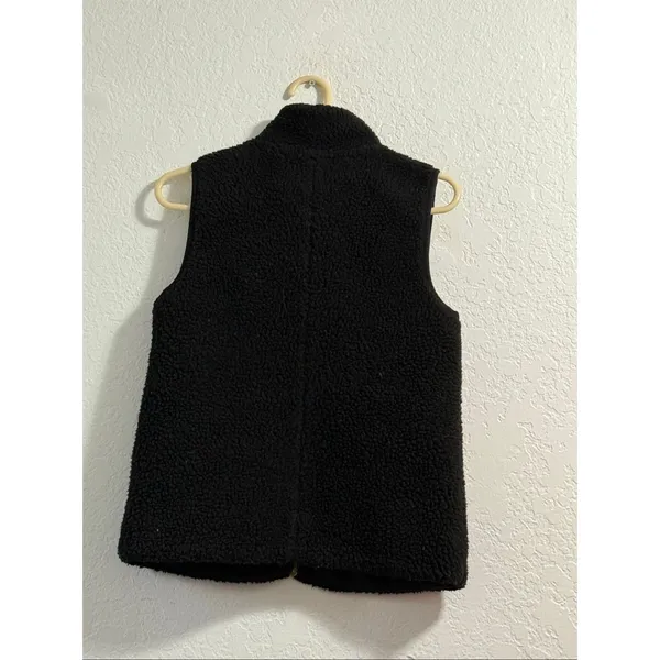 J. Crew Women's Plush Fleece Sherpa Excursion Vest Black XS Gold Pockets - Image 4