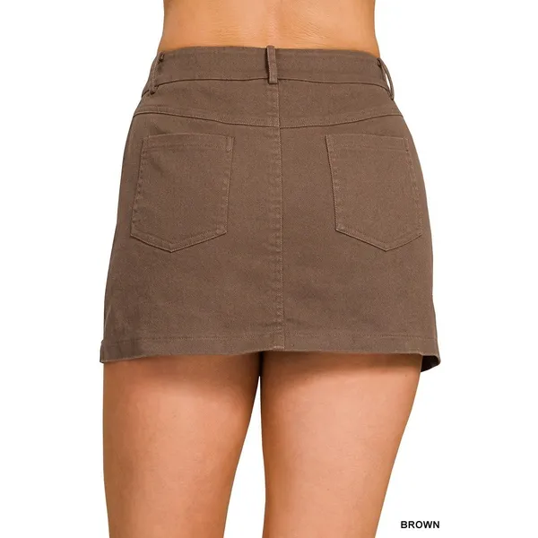 Zenana Cotton Twill‎ Lined Mini Skirts - Medium - Image 2