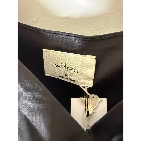 Aritzia Wilfred verso cami black satin rouched front medium NWT - Image 4
