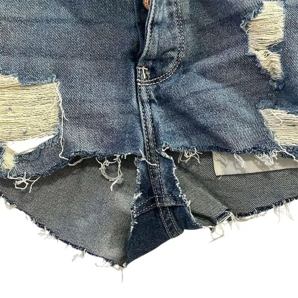 Hollister Women's Ultra High Rise Distressed Denim‎ Shorts Size 23 Blue - Image 2