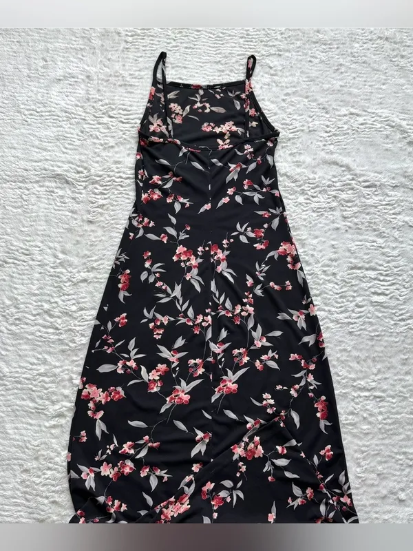 VTG 90s Byer Too Floral Maxi Dress M Black Pink Dark Fairy Whimsigoth Grunge - Image 9