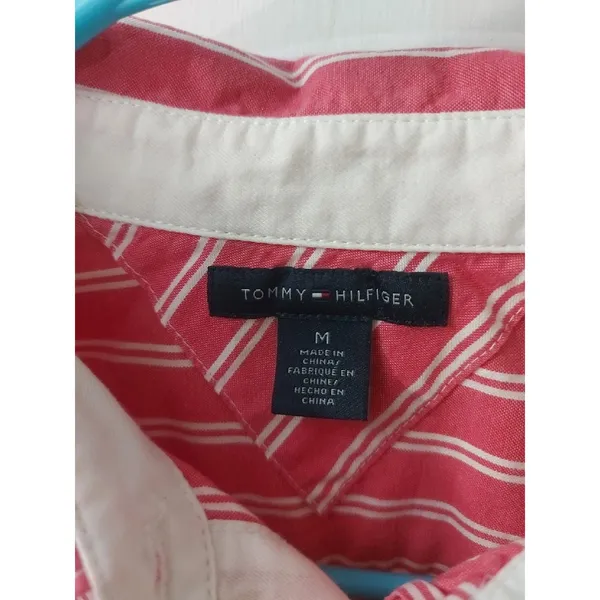 Tommy Hilfiger Red/White Striped Button Down Shirt M Classic Preppy Cherrygirl - Image 9