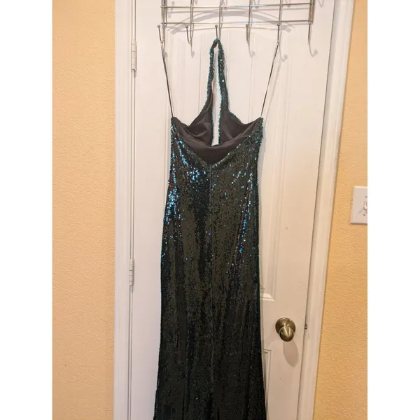 Zara Green Halter Neck Midi Sequinned Dress Size Xs - Image 14