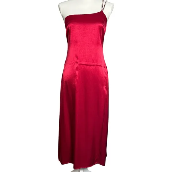 For Love And Lemons Elora Midi Slip Dress Red Rhinestones Size Small NWT - Image 4