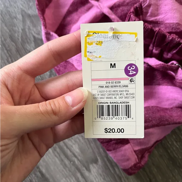 A New Day Linen Blend Striped Pink and Purple Crop Top - Image 4
