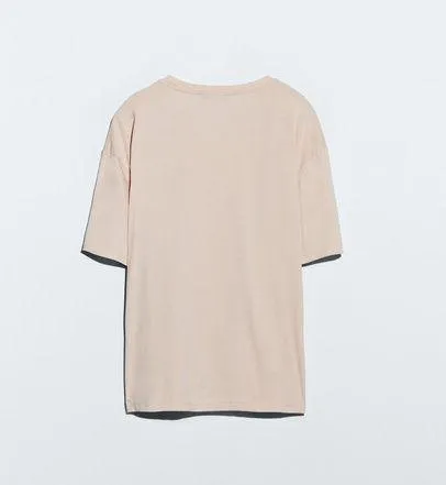Zara Beige Cream Tan Pink Portland 97230 Oregon Slogan Logo Graphic Tee Shirt Top - Image 2