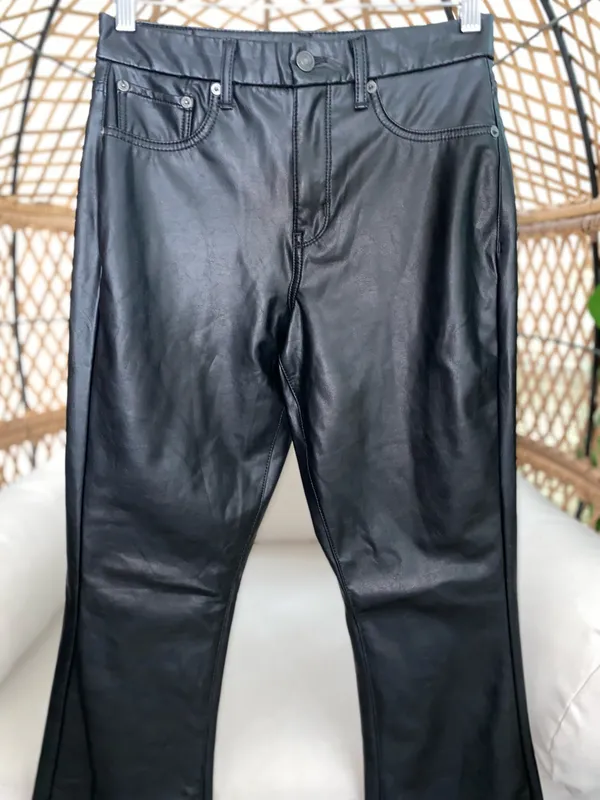 American Eagle Outfitters Womens Black Stretch Vegan Leather Pant Size 6 - Image 5