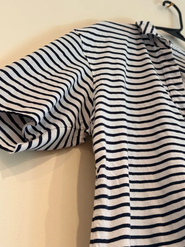 Frank & Eileen Patty Popover Henley Navy French Stripe Size L - Image 4