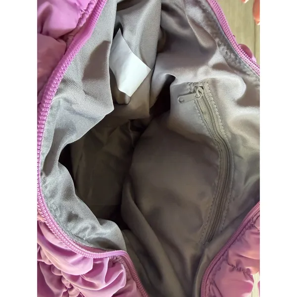 Womens Quilted Puffer Oversized Shoulder Bag Rosy Lilac Hobo Bag Boho Y2K Trendy - Image 6