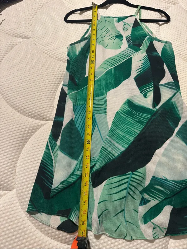 Green Palm-Print Tank Top Dress - Image 3