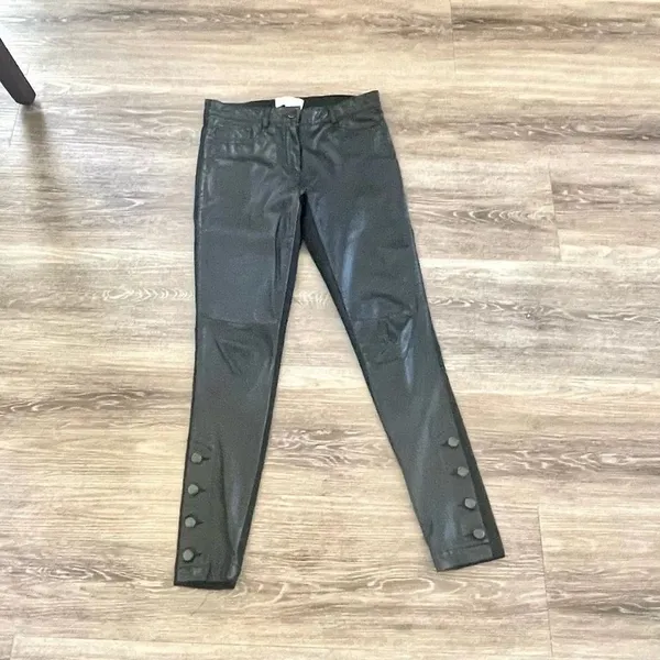 Nicole Miller Artelier black lamb leather pants - Image 3