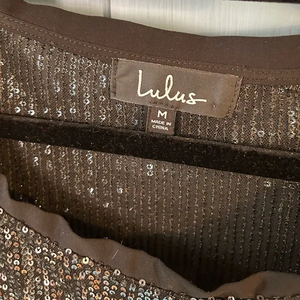 Lulu's Black Sheer Sequin Blouse | Women’s Size Medium - Image 2