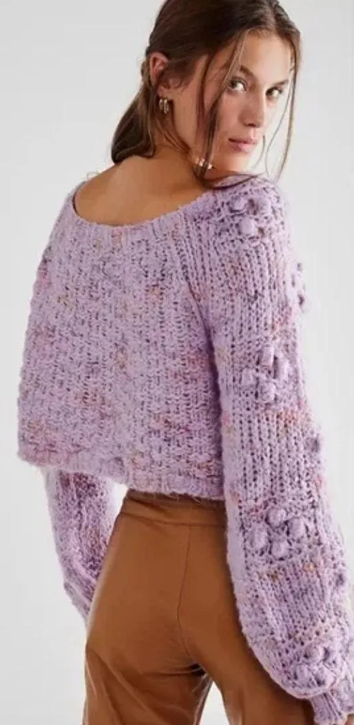 NWT FREE PEOPLE Sunset Cloud Pullover Sweater In Violet Glow Combo - Image 4