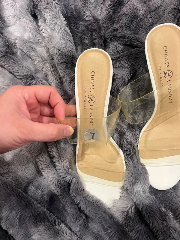 Chinese Laundry White Slides with Clear Straps - Image 2