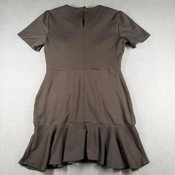 ASOS DESIGN Dress Womens 6 Black Short Sleeve Ruffle Hem Jersey Sheath Workwear - Image 12