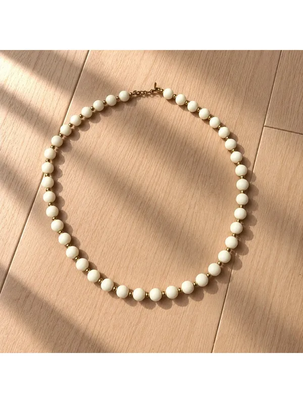 Vintage Beaded Necklace Lot of 4 Pink Ivory Faux Pearl Retro Jewelry Bundle - Image 5