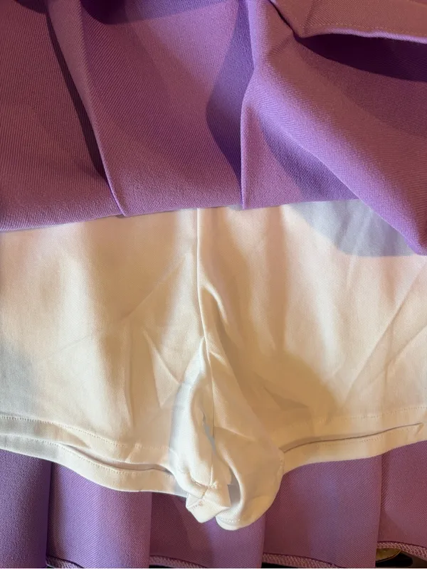 Fashion Lavender Pleated Mini Skirt Size L - Image 4
