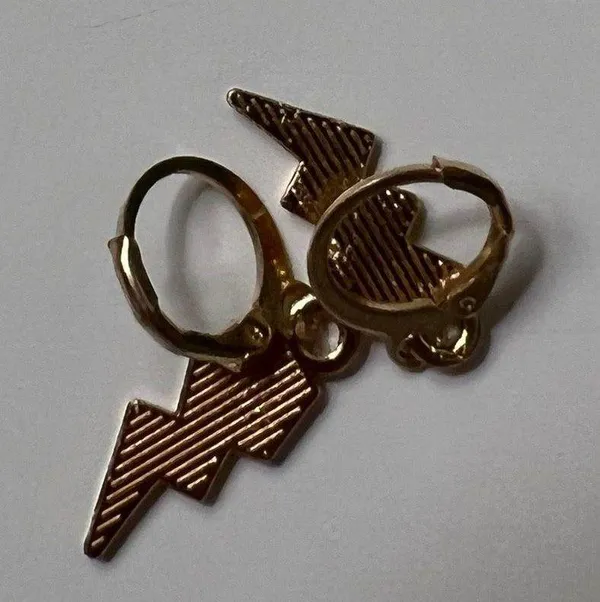 Altar'd State Light Pink And Gold Lightning Bolt Earrings - Image 2