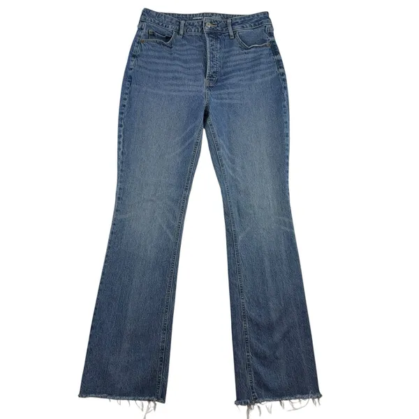 Old Navy 12 Kicker Bootcut Jeans Extra High-Rise Smooth Pockets‎ Stretch Raw Hem - Image 2