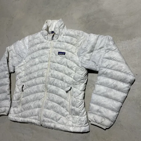 Patagonia Down Sweater Jacket Women's SZ Small L Quilted Puffer Full Zip Stained - Image 2