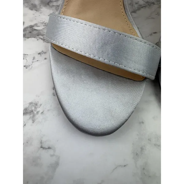 *Lulus Dannah Embellished Silver Ankle Strap Wedding Bride Prom Party - Image 15
