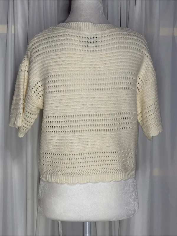 Pink Rose Women's Short Sleeve Crew Neck Cropped Sweater Size S - Image 4