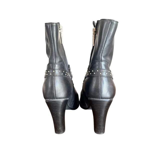 Harley-Davidson Womens Black Leather Studded‎ Harness Ankle Boots Pointed Size 8 - Image 6