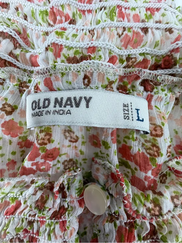 Cottagecore Ditsy Floral Smocked Ruffle Blouse Old Navy L - Image 3