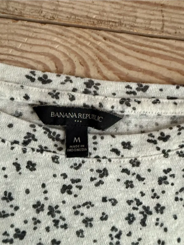Banana Republic Size M Linen Blend Floral Puff Sleeve Top - Image 3